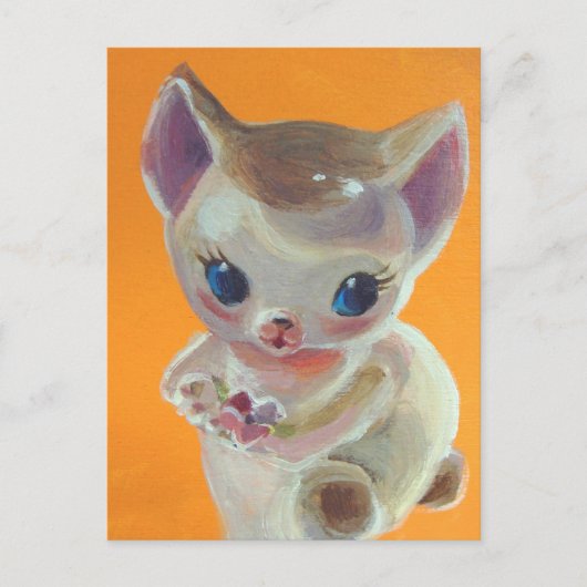 Oranje Kat Neko Briefkaart (Voorkant)