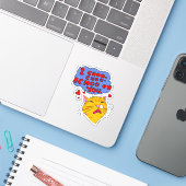 Oranje kat niezen met liefde tekst sticker (Laptop met iPhone)