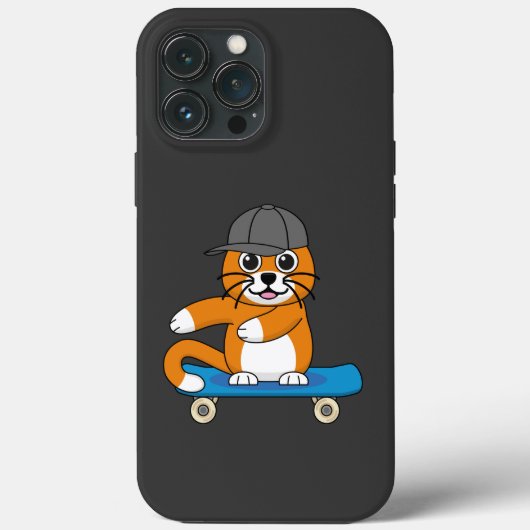 Oranje kat op de Cartoon van het skateboard Case-Mate iPhone Case (Achterkant)