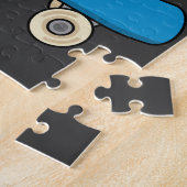 Oranje kat op de Cartoon van het skateboard Legpuzzel (Zijkant)