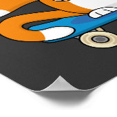 Oranje kat op de Cartoon van het skateboard Poster (Hoek)