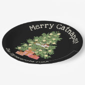 Oranje kat op kerstboom vrolijke kattenkruiken! Bl Papieren Bordje (Gekanteld)