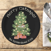 Oranje kat op kerstboom vrolijke kattenkruiken! Bl Papieren Bordje