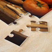 Oranje kat op keukentafel legpuzzel (Zijkant)