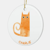 Oranje kat op maat keramisch ornament (Links)