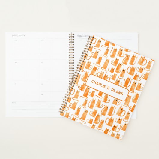 Oranje kat op maat planner (Display)