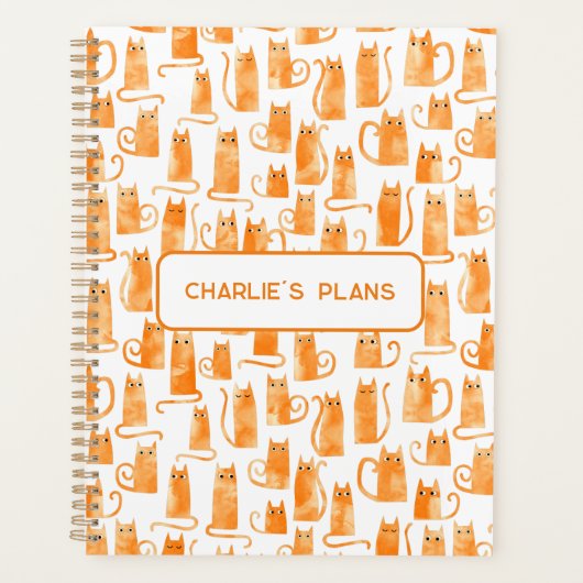 Oranje kat op maat planner (Voorkant)