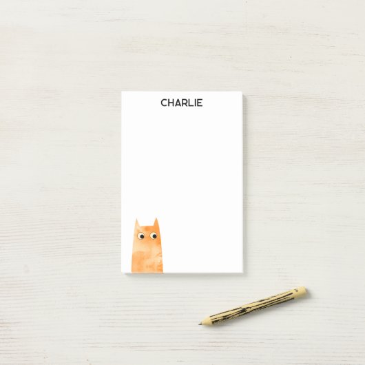 Oranje kat op maat post-it® notes (Op bureau)