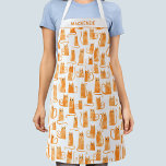 Oranje kat op maat schort<br><div class="desc">Fun kleine oranje waterverf kitty cats, purfect for dierenvrienden. Verander de naam om aan te passen.</div>