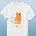 Oranje kat op maat t-shirt<br><div class="desc">Schattigee en licht gealarmeerde kleine waterverf oranje gemberkat,  ideaal voor dierenvrienden. Originele kunst van Nic Squirrell. Wijzig de naam of verwijder deze als u deze wilt aanpassen.</div>