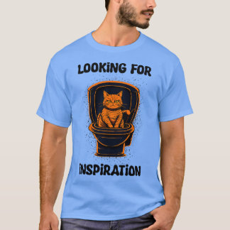 Oranje kat op zoek naar inspiratie t-shirt