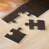 Oranje kat op zwarte ottoman/Oranje kitten Legpuzzel (Zijkant)