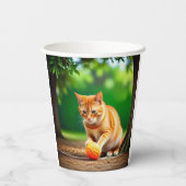 Oranje Kat Papieren Bekers (Achterkant)