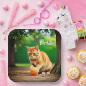 Oranje Kat Papieren Bordje (Feest)