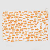 Oranje Kat Patroonmonogram Golfhanddoek (Horizontaal)