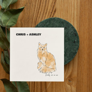 oranje kat Pet kitten Cocktail servet voor bruilof