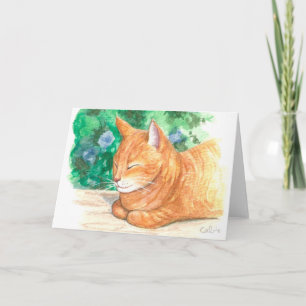 "Oranje kat Relaxing." Wenskaart Kaart