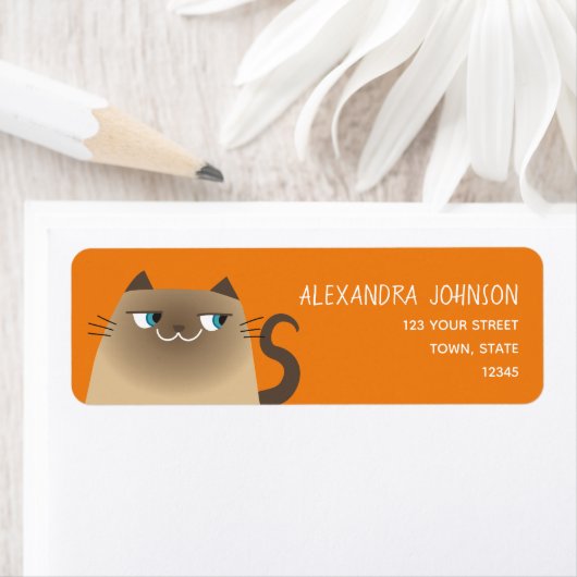 Oranje Kat-retouradres Etiket (Insitu)