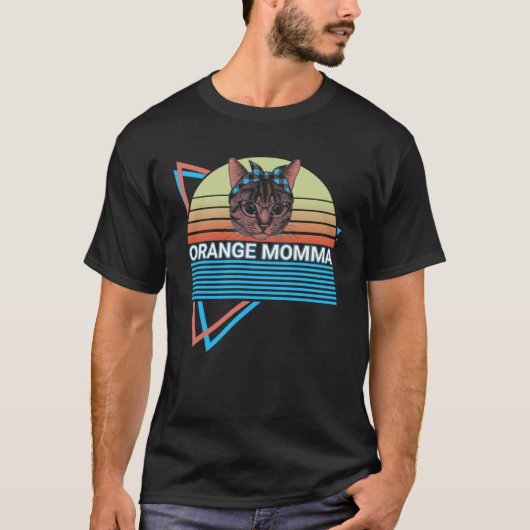 Oranje Kat Retro T-shirt (Voorkant)