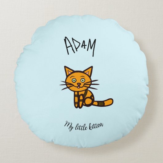 Oranje kat rond kussen (Voorkant)