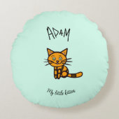 Oranje kat rond kussen (Voorkant)