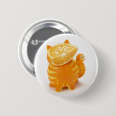 oranje kat ronde button 5,7 cm (Voorkant /achterkant)