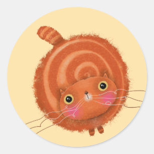 Oranje kat ronde sticker
