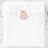 Oranje Kat Ronde Sticker (Tas)