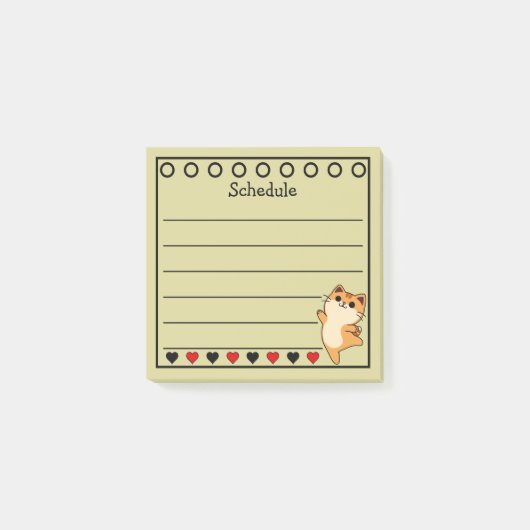 Oranje Kat Schema Geel Post-it® Notes (Voorkant)