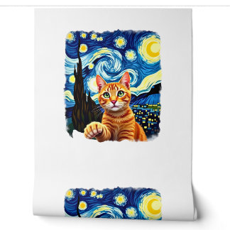 Oranje Kat Selfie  Starnacht Kat Moeder Kat Liefhe Behang
