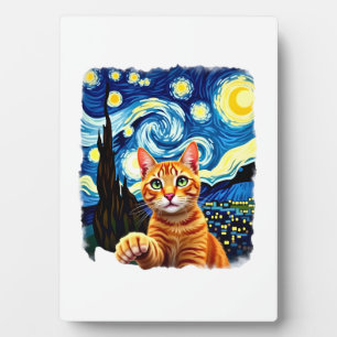 Oranje Kat Selfie Starnacht Kat Moeder Kat Liefhe Fotoplaat