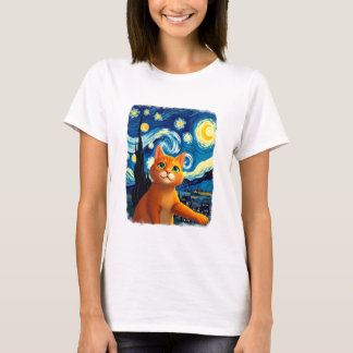 Oranje Kat Selfie  Starnacht Kat Moeder Kat Liefhe T-shirt