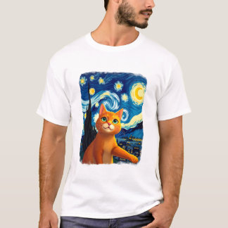 Oranje Kat Selfie  Starnacht Kat Moeder Kat Liefhe T-shirt