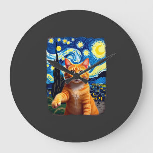 Oranje Kat Selfie  Sterrennacht Kat Moeder Kat Lie Grote Klok