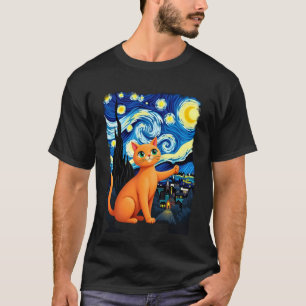 Oranje Kat Selfie Sterrennacht Kat Moeder Kat Lie T-shirt