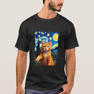 Oranje Kat Selfie  Sterrennacht Kat Moeder Kat Lie T-shirt