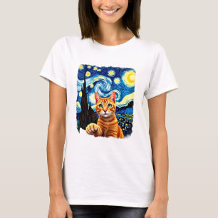 Oranje Kat Selfie Sterrennacht Kat Moeder Kat Lie T-shirt