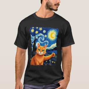 Oranje Kat Selfie Sterrennacht Kat Moeder Kat Lie T-shirt