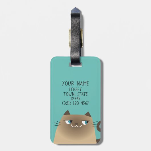 Oranje kat Siamese Bagagelabel (Achterkant verticaal)