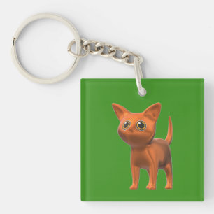 Oranje kat sleutelhanger