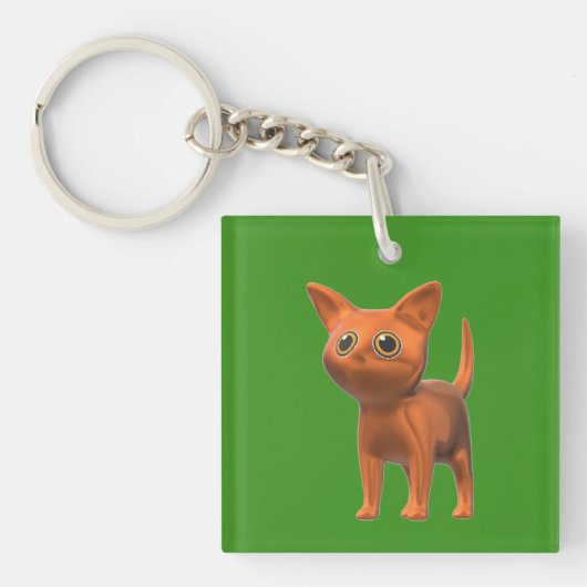 Oranje kat sleutelhanger (Voorkant)