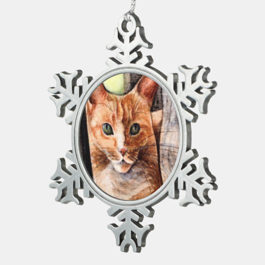 Oranje kat-snowflake tin sneeuwvlok ornament (Rechts)