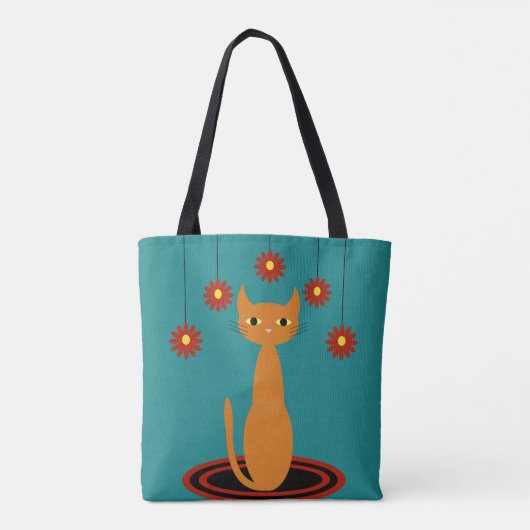 Oranje kat tote bag (Achterkant)