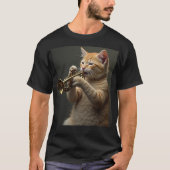 Oranje Kat Trompetspeler T-shirt (Voorkant)