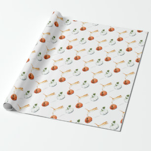 Oranje kat tussen pompoenen cadeaupapier