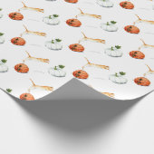 Oranje kat tussen pompoenen cadeaupapier (Hoek)