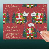 Oranje kat vertelt kerstman hilarische wensen cadeaupapier