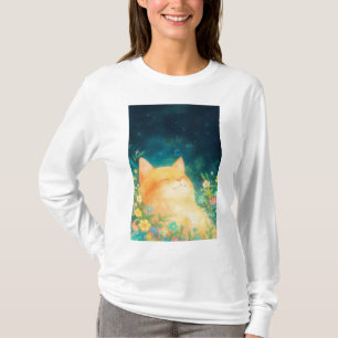 Oranje Kat Vreedzame Slaap T-shirt