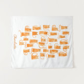 Oranje Kat Waterverf Gepersonaliseerd Wandkleed (Voorkant (horizontaal))