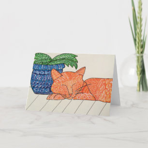 Oranje kat Wenskaart Kaart